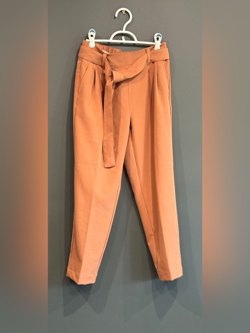 LOFT Tapered Chinos in Copper-Orange with Self Tie